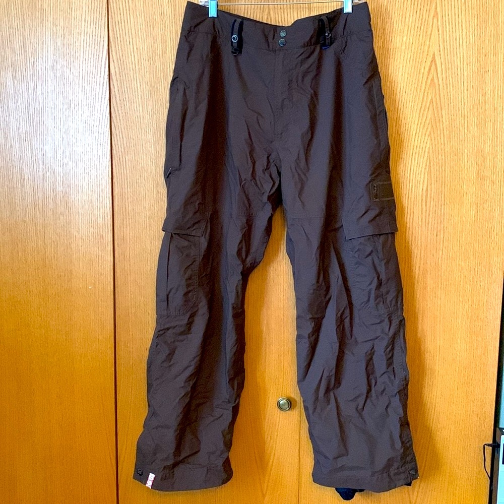 Bonfire Particle waterproof snowboard pants medium men brown worn rear hems GUC